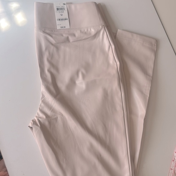 INC International Concepts Cream Beige faux leather Pants - Picture 4 of 5